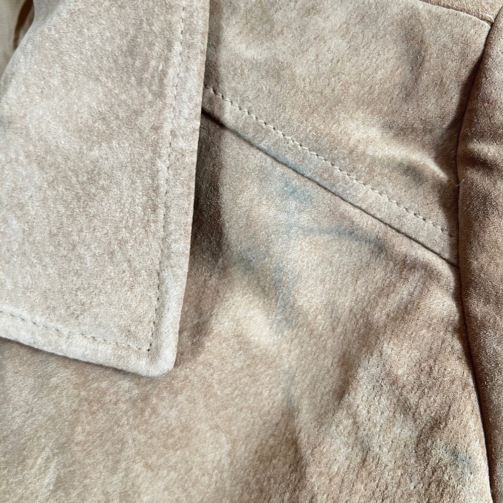 Vintage Y2k Ann Taylor Tan Leather Full Zip Jacket Classic 90s - Picture 4 of 6